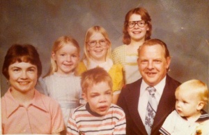 Mom, Jennie, sister, sister, father, Butchie, brother  circa 1977